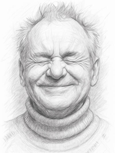 Characterful monochrome portrait with expressive pencil detail Realistic digital pencil portrait of Bill Murray in graphite style